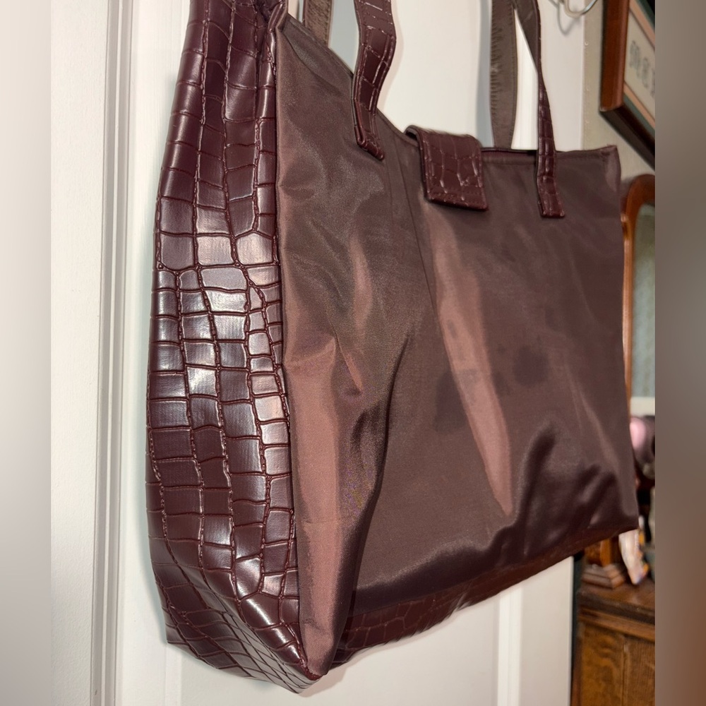 👜 Diane Von Furstenberg Brown Tote The Color Authority Croc Trim - Picture 4 of 9
